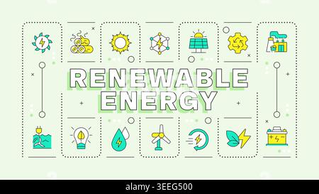 Renewable energy light green word concept Stock Vector