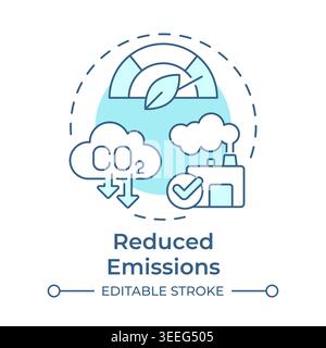 Reduced emissions soft blue concept icon Stock Vector