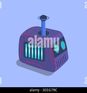 Flat Vector Illustration of Futuristic Robot Device or Smart Machine Stock Vector