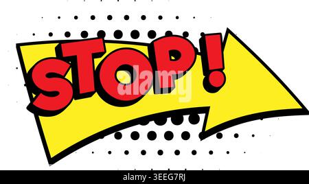 STOP Comic Book Word Pop Art Arrow Banner Graphic Stock Vector