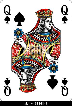 Queen of Spades Design from Deck of Playing Cards Stock Vector