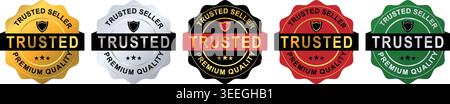 Trusted Seller Premium Quality Badge Seal Set Stock Vector