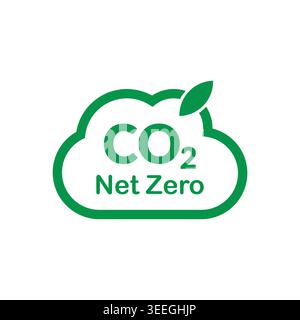CO2 Net Zero Green Cloud Outline Icon Vector Stock Vector