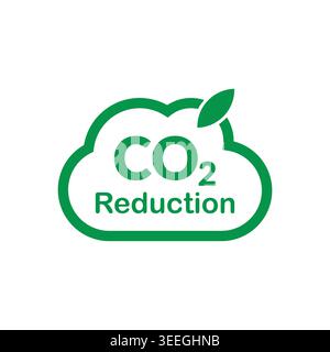 CO2 Reduction Green Cloud Outline Icon Design Stock Vector