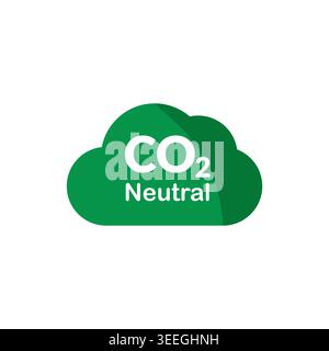 CO2 Neutral Green Solid Cloud Flat Icon Stock Vector