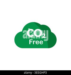 CO2 Free Green Solid Cloud Flat Icon Stock Vector