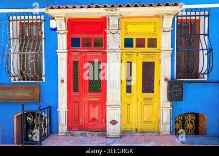 Istanbul, Turkey. Colourful doors in the historic center of Balat. Stock Photo