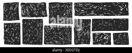 Crayon rectangle frame scribble scratch pencil chalk texture doodle sketch. Squares and rectangles, doodle hand drawn frames . Vector illustration Stock Vector
