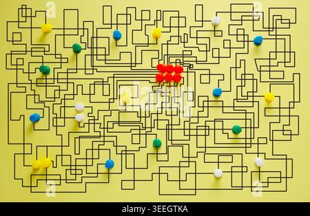 complex messy management, complex messy management, organization and innovation, chaotic decision tree, complicated business process Stock Photo