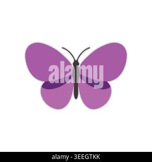 Butterfly Icon Flat Vector Colorful Insect Sticker Isolated Illustration Design Stock Vector