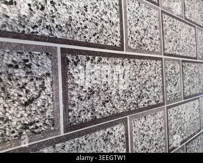 Natural Stone Pebble Wall Background, Textured Grey Mosaic for Interior Design Stock Photo