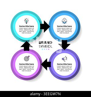 Infographic template with icons and 4 options or steps. Circles. Can be used for workflow layout, diagram, banner, webdesign. Vector illustration Stock Vector