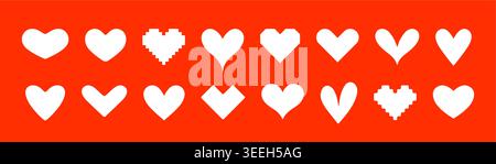 Collection Love Heart Icon symbol Stock Vector