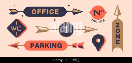 Wayfinding arrows. Directional signs collection Stock Vector