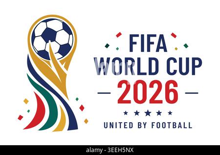Colorful football championship trophy inspired logo design for global tournament branding Stock Vector