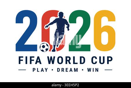 Bold FIFA World Cup 2026 typography artwork for international football tournament advertising Stock Vector