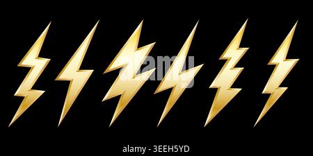 Golden lightning signs Stock Vector