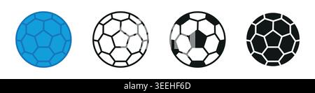 Collection of four soccer ball icon in flat and outline style Vector illustration Stock Vector