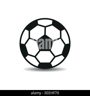 Realistic soccer ball icon. Football icon with shadow isolated on a transparent background Vector illustration Stock Vector