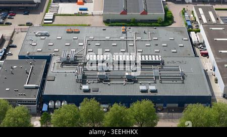 Large scale commercial data center with HVAC, cooling, ventilation, colocation, big data processing, and machine learning infrastructure. Stock Photo