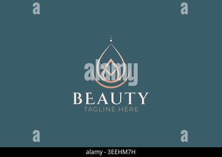 Elegant Lotus Water Drop Beauty Logo Design Stock Vector