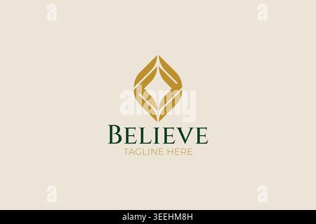 Luxury Abstract Diamond and Gold Leaf Logo Design Stock Vector