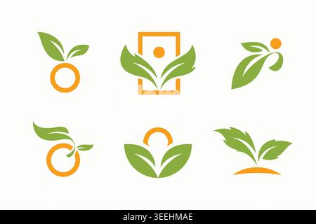 Eco-Friendly Green Leaf and Organic Circle Logo Collection Stock Vector