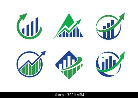 Financial Growth and Business Chart Logo Collection Stock Vector