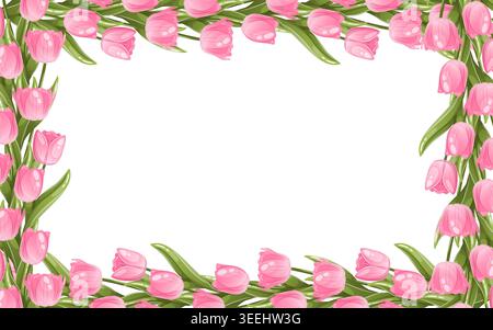 A rectangular arrangement of pink tulips Stock Vector