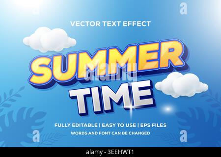 summer time vector text effect is fully editable and easy to use Stock Vector