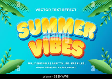 summer vibes vector text effect, fully editable and easy to use Stock Vector