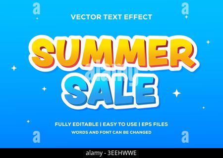 summer sale vector text effect, fully editable and easy to use Stock Vector
