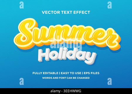 summer holiday vector text effect, fully editable and easy to use Stock Vector
