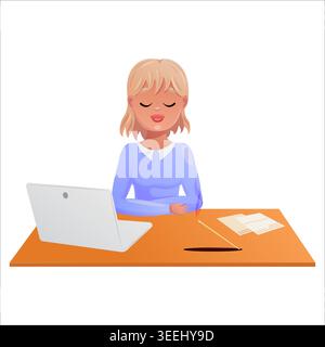Flat vector illustration isolated on white background about psychological health in workplace Stock Vector