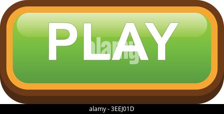 Ready to play? 🎮 This vibrant green glossy "PLAY" button features a bold 3D design, perfect for mobile games, web apps, and interactive UI interfaces Stock Vector