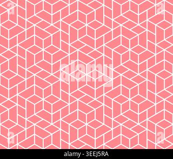 The geometric pattern with lines. Seamless vector background. White and pink texture. Graphic modern pattern. Simple lattice graphic design Stock Vector