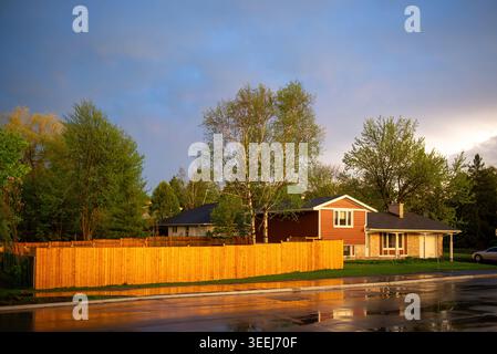 Dramatic sunlight and sky after a storm in Canada Stock Photo