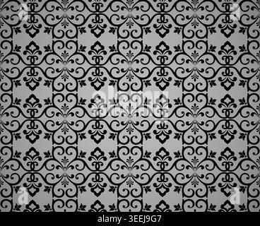 Wallpaper in the style of Baroque. Seamless vector background. Black floral ornament. Graphic pattern for fabric, wallpaper, packaging. Ornate Damask flower ornament Stock Vector
