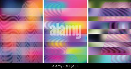 Vibrant abstract art with colorful wavy lines and gradient background Stock Vector