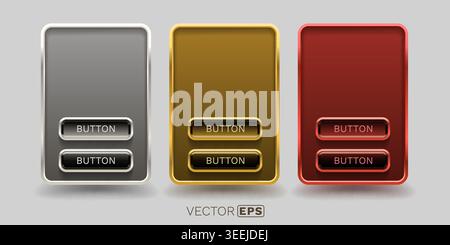 Sleek Web UI Elements with Glossy Buttons, ideal for pricing tables or product displays in modern web design. Vector illustration. Stock Vector