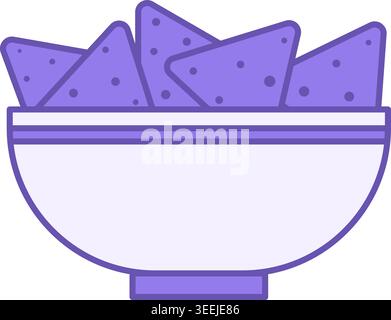 Nachos Color Icon. Vector Illustration. Corn Chips in a Plate. Mexican Cuisine Snack, Tasty Food. Fast Food Concept Stock Vector