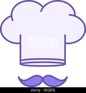 Colored Chef Icon. Vector Icon. Chef Hat and Mustache. Professional Chef Who Manages the Process of Cooking. Restaurant Concept Stock Vector
