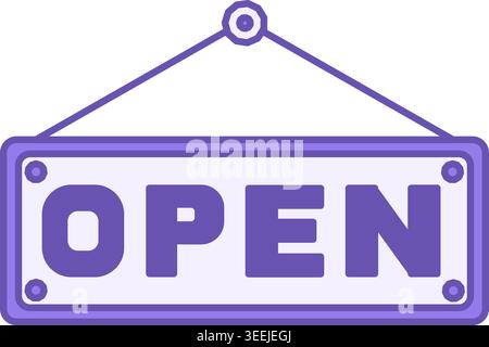Colored Open Icon. Vector Icon. Sign Designed for Attachment to Doors of Shops, Cafes, Offices. Restaurant Concept Stock Vector
