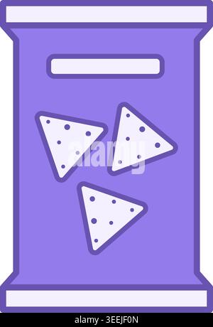 Colored Snacks Icon. Vector Drawing. Biscuit in Bag. Meal Concept Stock Vector