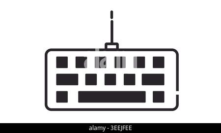 Computer keyboard icon: PC input device for typing and data entry, minimalist black line art vector illustration. Stock Vector