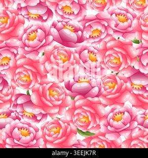 Seamless pattern of pink peonies Stock Vector