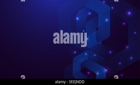Blue abstract glowing geometric background with hexagons. Futuristic technology concept. Background for cover, banner, poster, presentation, website Stock Vector