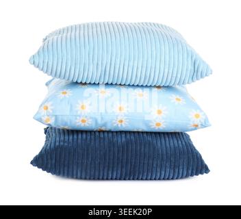 Stack of color cushions isolated on white Stock Photo