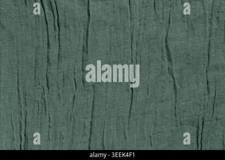 Olive Green Wrinkled Fabric Texture Background Stock Photo