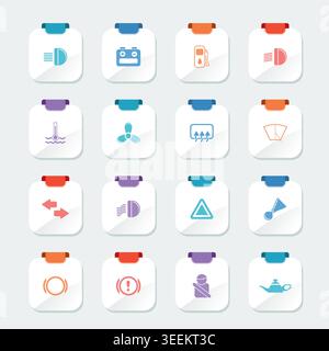 Bright Car Dashboard - simple vector icons set Stock Vector